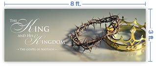 8x3 Horizontal Church Banner of Crowns