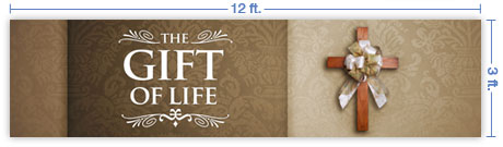 12x3 Horizontal Church Banner of Gift of Life