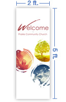 2x5 Vertical Church Banner of Welcome - Paint Swirls